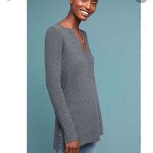 Anthropologie ETT TWA Gray Merino‎ Wool Tunic Sweater Size XS